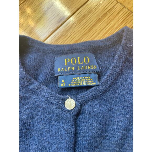 Ralph Lauren Girl's Bow-Trim Cashmere Cardigan 4T Navy - Picture 5 of 5